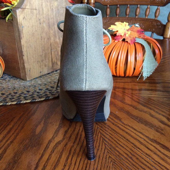 Taupe Peep Toe Booties - Picture 3 of 8